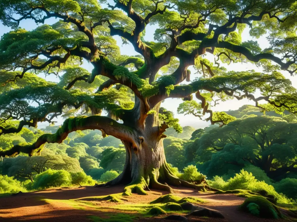 Fotografiando árboles centenarios en ecosistemas vibrantes y majestuosos, con detalles impresionantes y vida exuberante