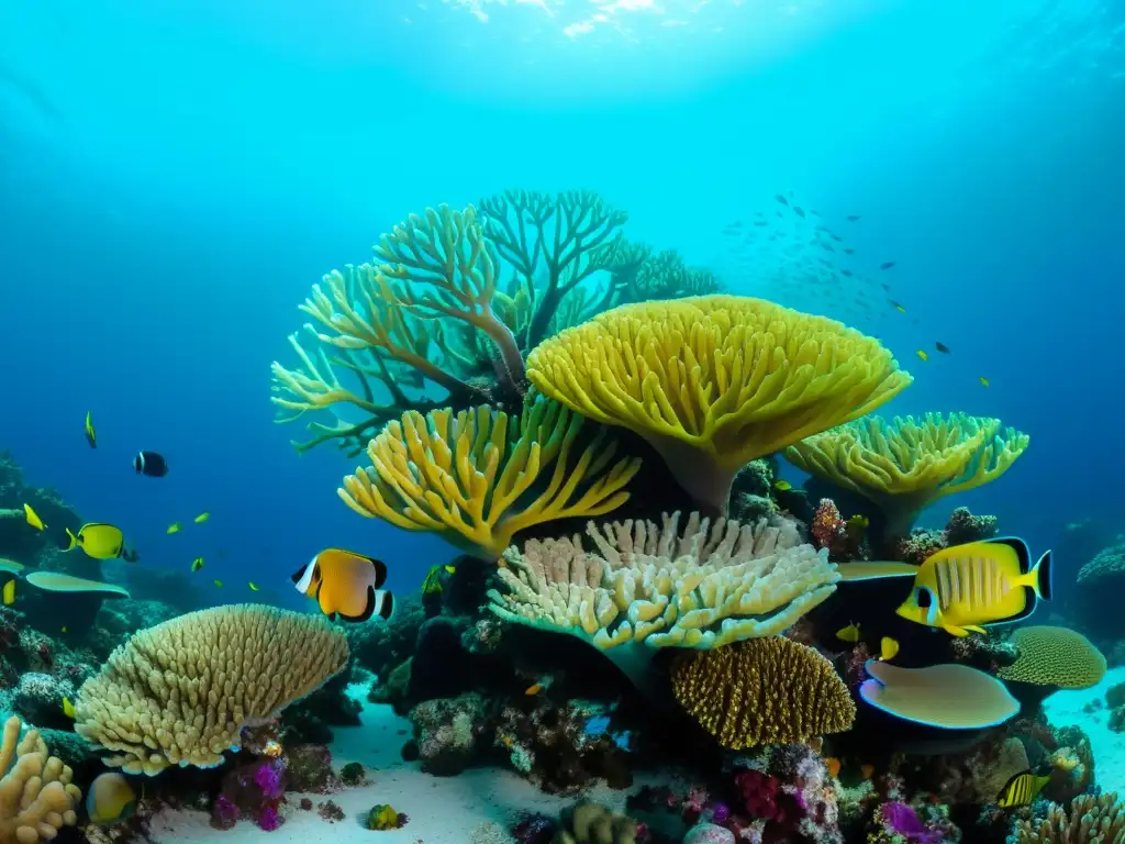 Un arrecife de coral vibrante y diverso, hogar de una amplia variedad de especies marinas