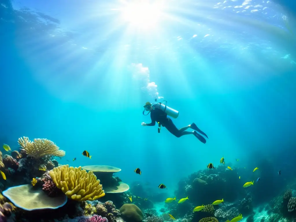 Explora un arrecife de coral vibrante con diversa vida marina