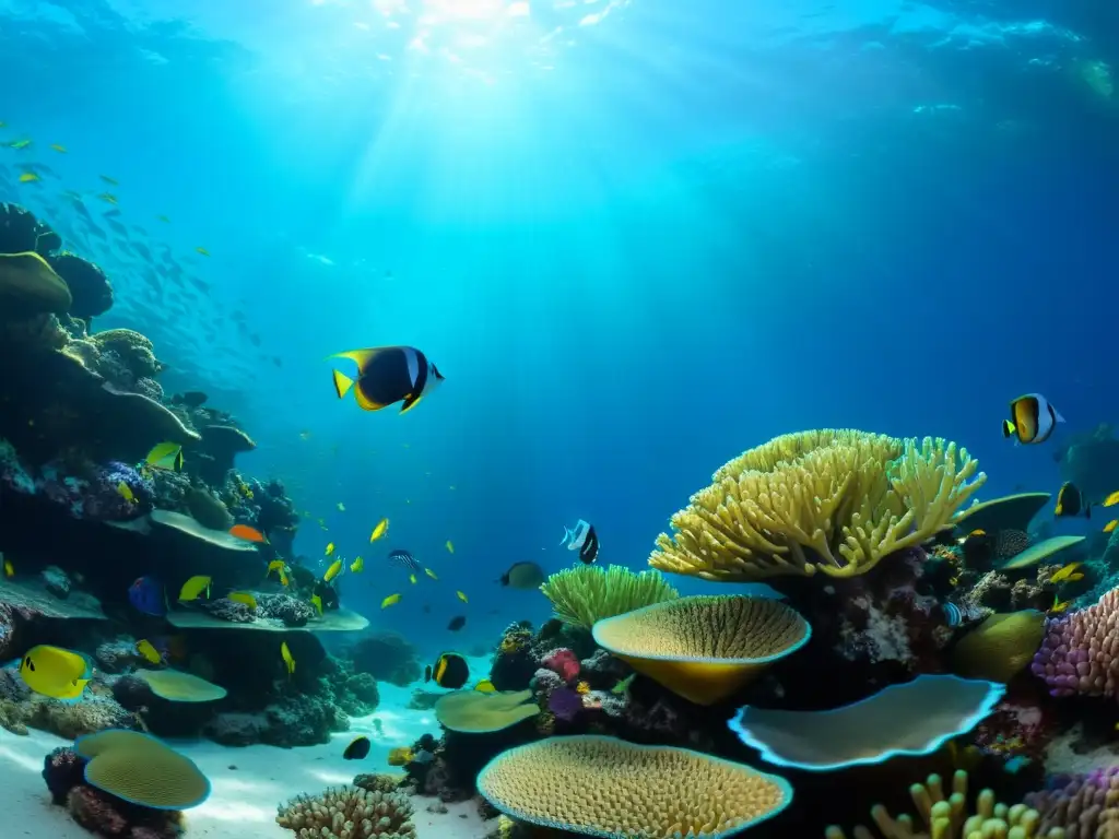 Arrecife de coral vibrante: vida marina en 8k Arrecifes de coral del mundo: Una vista deslumbrante de un vibrante arrecife de coral, lleno de vida marina colorida y agua cristalina