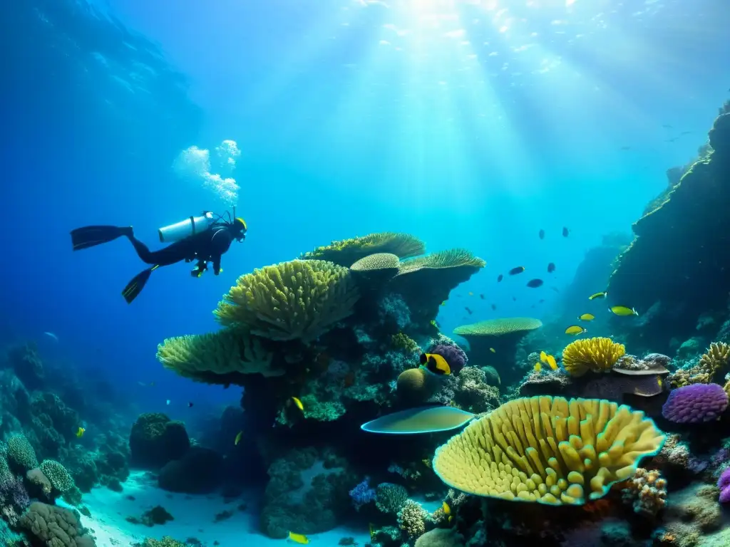 Una asombrosa biodiversidad en montañas submarinas oceánicas: corales, esponjas, peces, y una majestuosa tortuga en un vibrante ecosistema marino