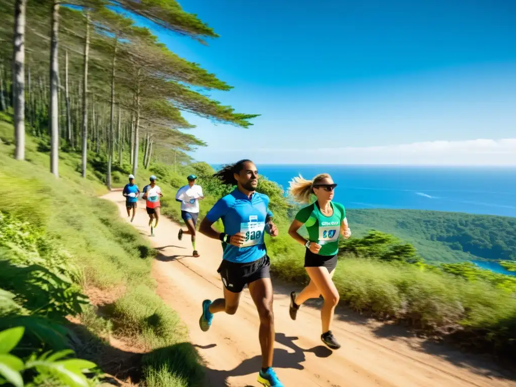 Atletas con jerseys ecológicos compiten en maratón costero, promoviendo conservación a través del deporte