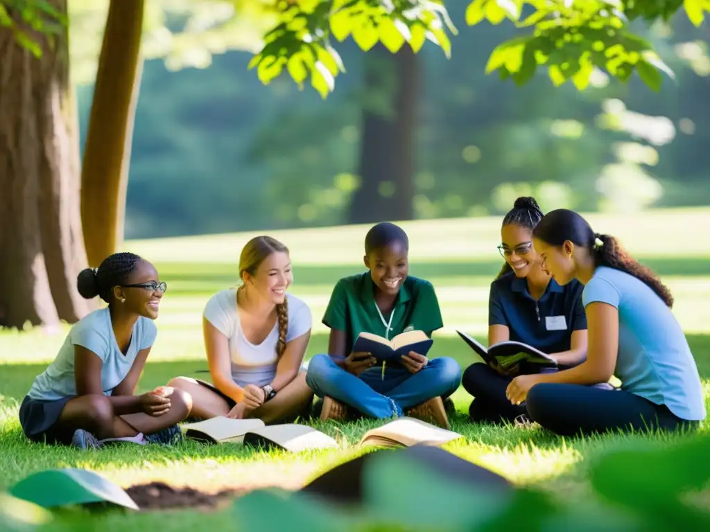 Aulas abiertas educación ambiental: Estudiantes participan en actividad al aire libre, explorando la naturaleza con entusiasmo y colaboración