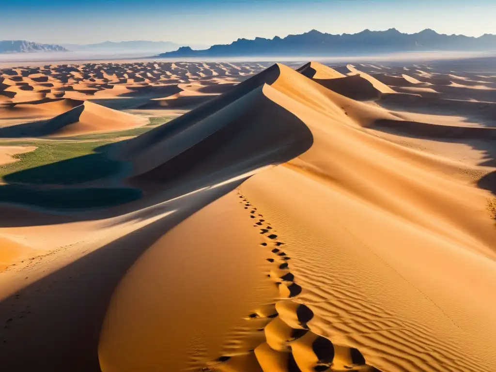 Belleza árida: extensas dunas de arena bajo cielo azul, con patrones y texturas destacadas