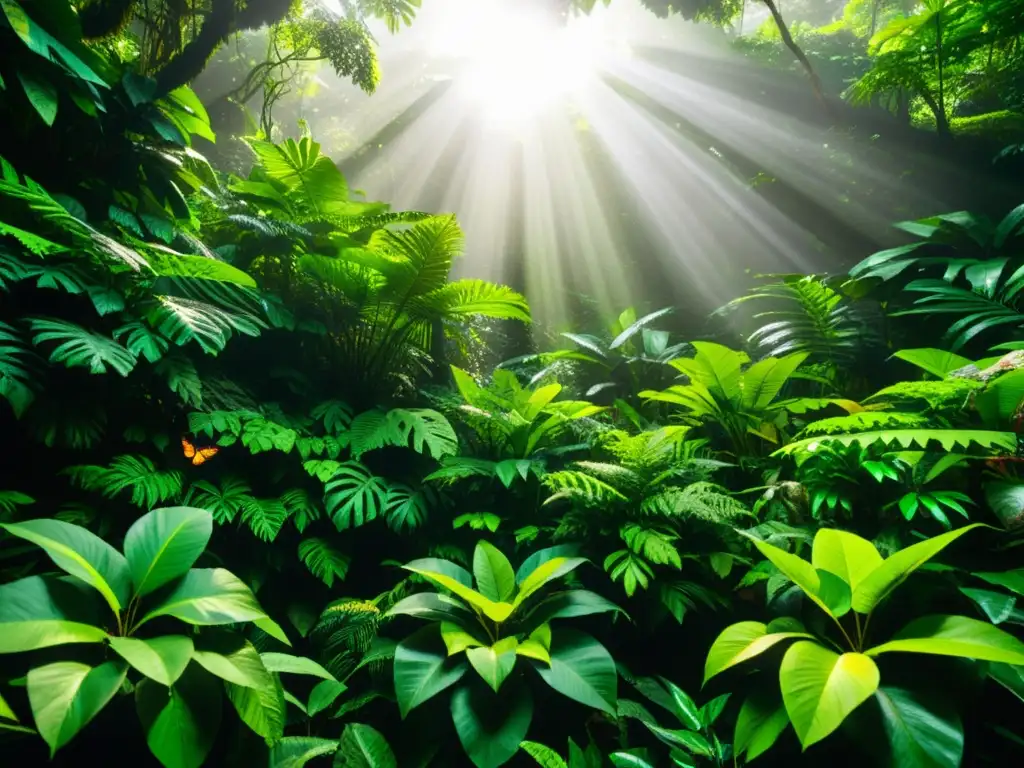 Capturando la belleza salvaje mediante fotografía de fauna en un exuberante bosque tropical con luz filtrada a través del dosel