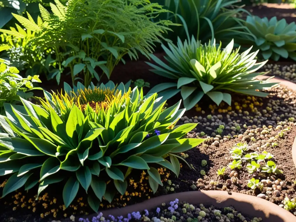 Un jardín biodiverso en armonía, reflejando los principios de paisajismo ecológico sostenible