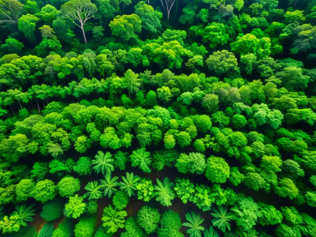 Un bosque exuberante bañado por la luz del sol, creando un tapiz verde hipnótico