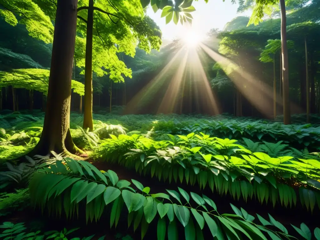 Un bosque exuberante bañado por la luz del sol, muestra la biodiversidad y belleza natural