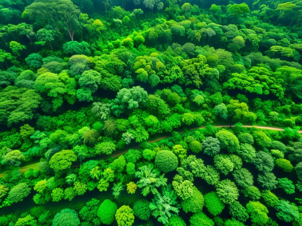 Selva biodiversa: Conectividad vital para la supervivencia Un bosque exuberante y diverso con corredores biológicos, resaltando la importancia de la conectividad para la biodiversidad