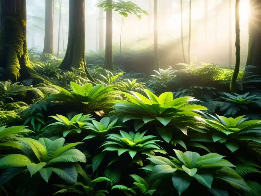 Un bosque exuberante iluminado con LED, resaltando su belleza natural