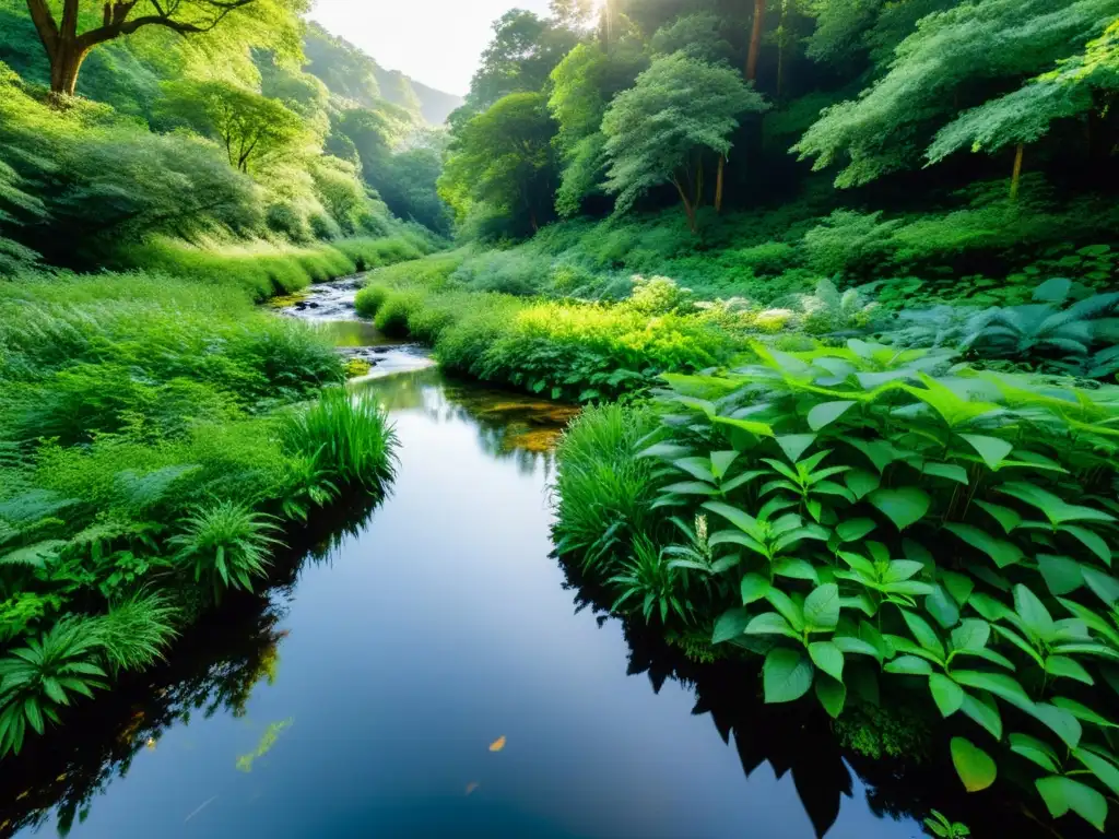 Un bosque exuberante lleno de vida y sonidos armoniosos