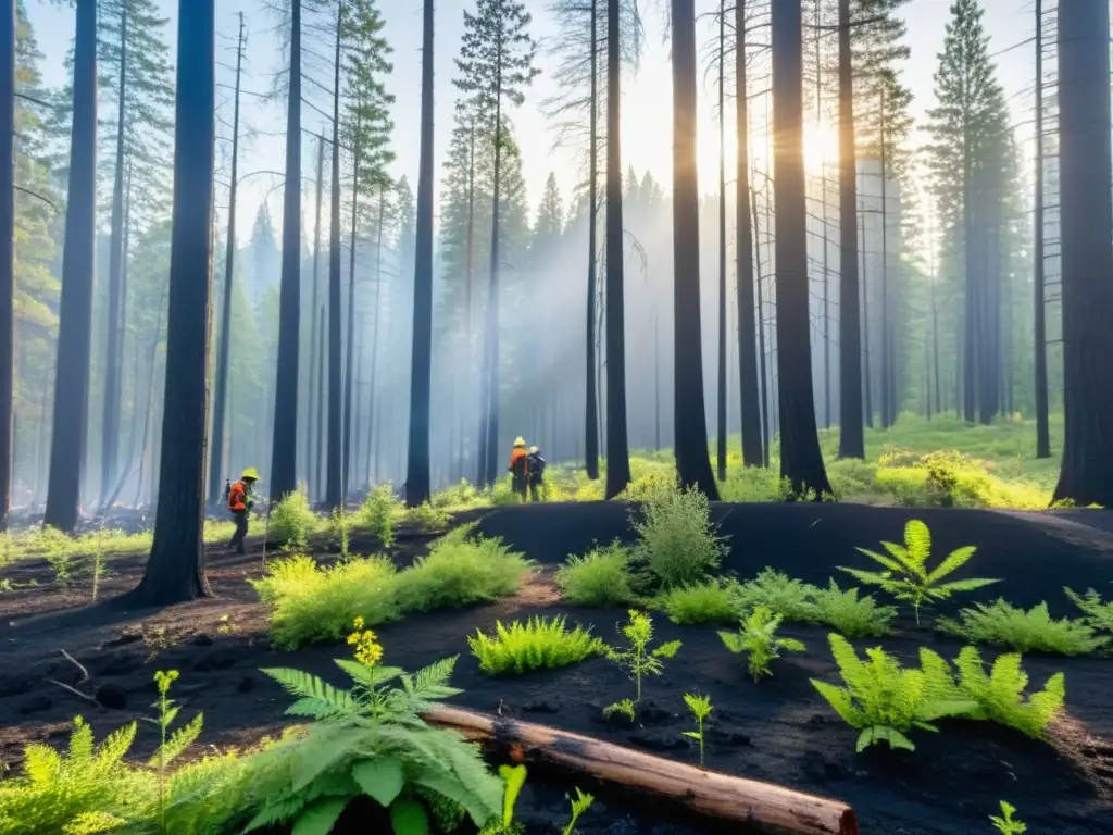 Un bosque exuberante se abre paso entre un paisaje carbonizado por un incendio forestal reciente