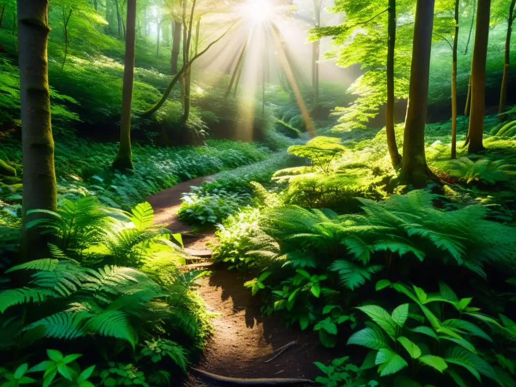 Un bosque exuberante y tranquilo, con una diversidad de flora y fauna