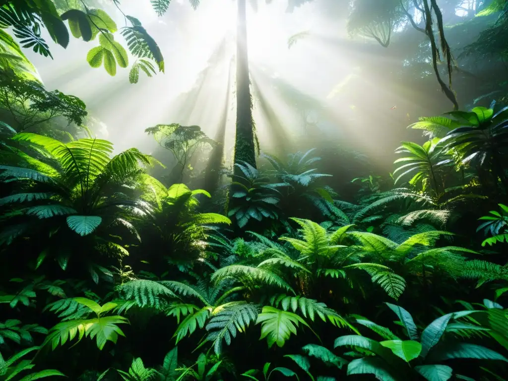 Un bosque lluvioso exuberante y vibrante rebosante de vida silvestre y flora diversa