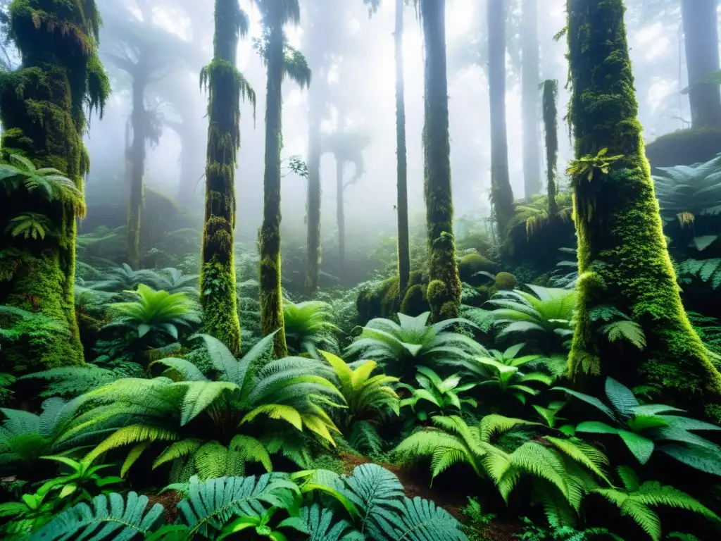 Un bosque nublado exuberante y místico, hogar de aves migratorias, destaca la importancia de los bosques nublados en la biodiversidad