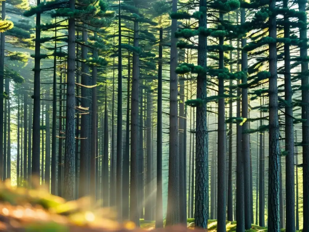 Un bosque templado muestra un intrincado ecosistema con signos de parasitismo en árboles