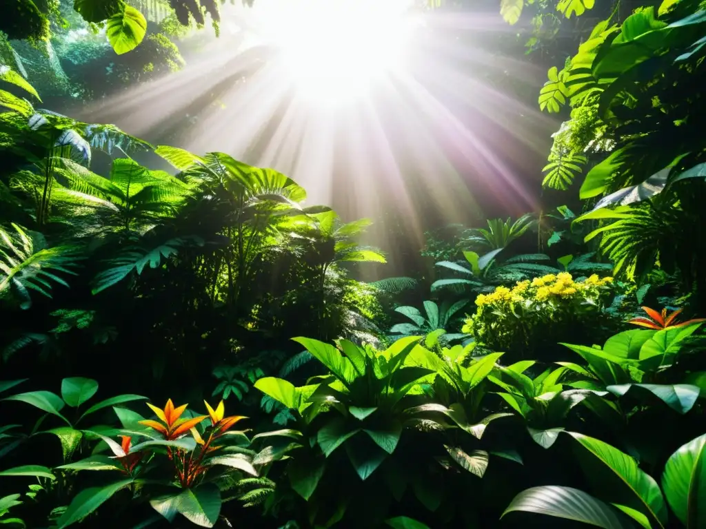 Un bosque tropical exuberante y vibrante, con vida en cada rincón