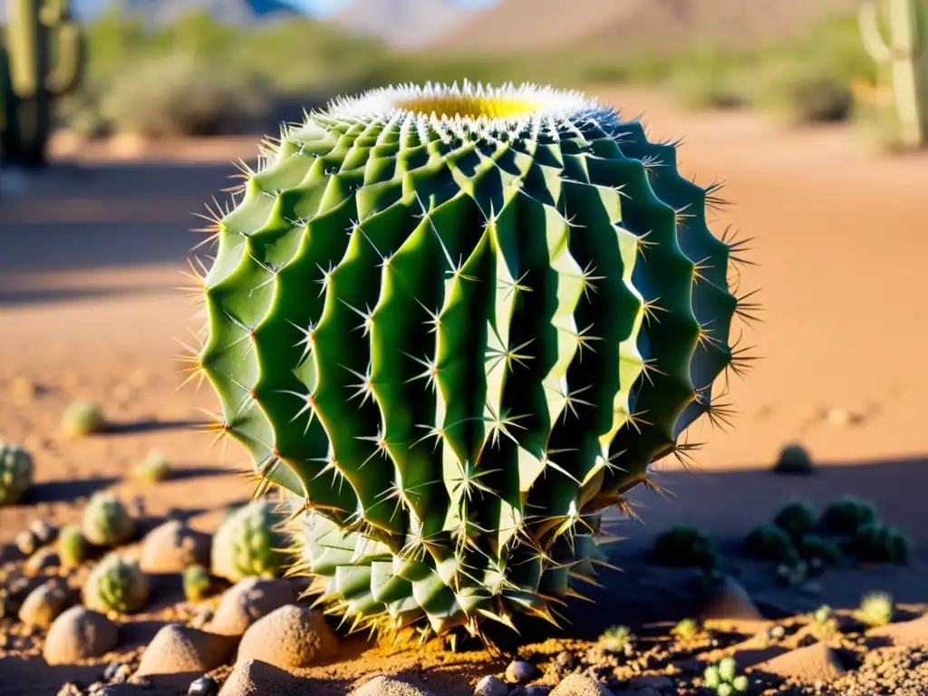 Un cactus resistente destaca en el árido desierto, con sus adaptaciones asombrosas y vida vibrante