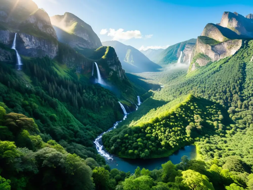 Biodiversidad en cadenas montañosas: Un paraíso natural de flora, fauna y cascadas en un paisaje misterioso y aventurero