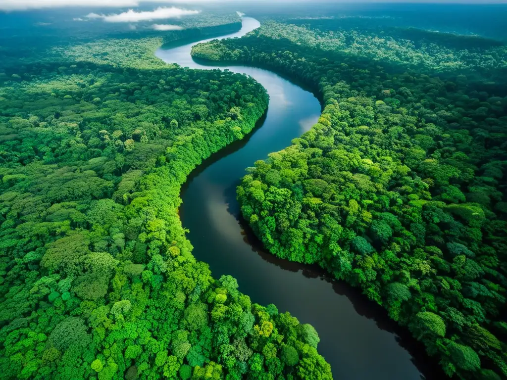 Calendario exposiciones ecosistemas globales: Vista aérea de exuberante selva tropical, con biodiversidad y belleza natural