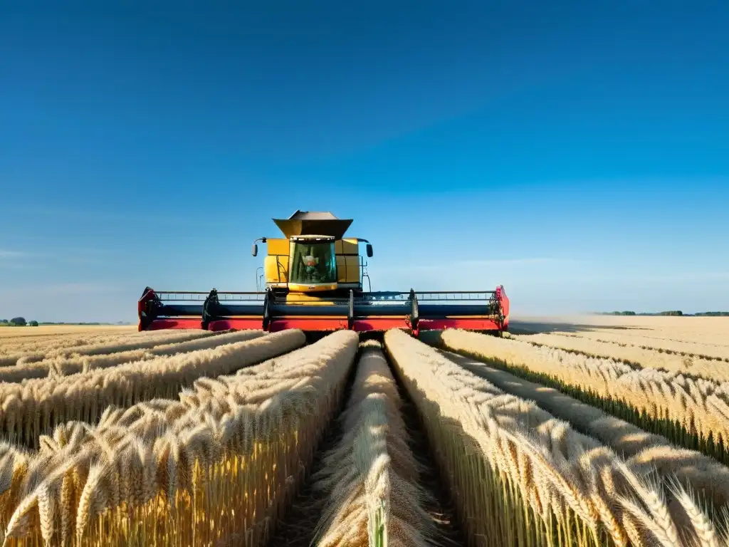 Un campo dorado se extiende hacia el horizonte bajo un cielo azul