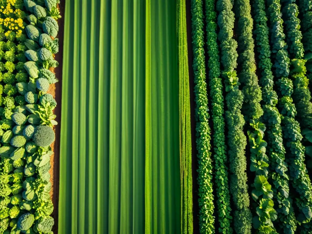 Un campo exuberante de vegetales verdes con detalles naturales, promoviendo suplementos ecológicos nutrición natural