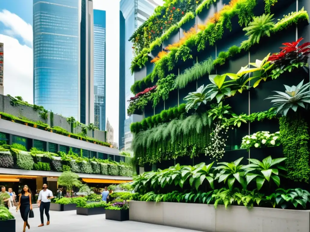 Una ciudad bulliciosa con rascacielos y exuberante vegetación integrada en su arquitectura