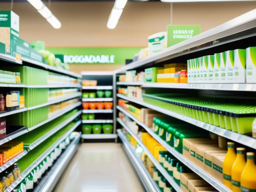 Clientes conversan con personal experto mientras exploran productos ecológicos en un supermercado sostenible