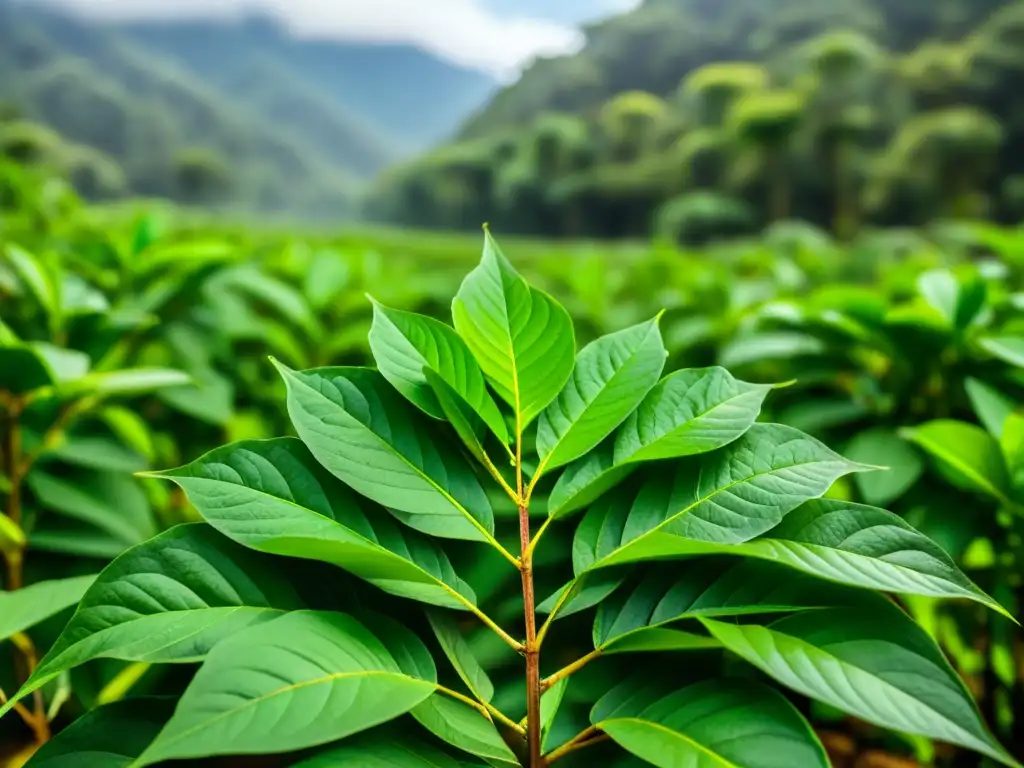 Una coca plantada en un exuberante campo verde en la selva