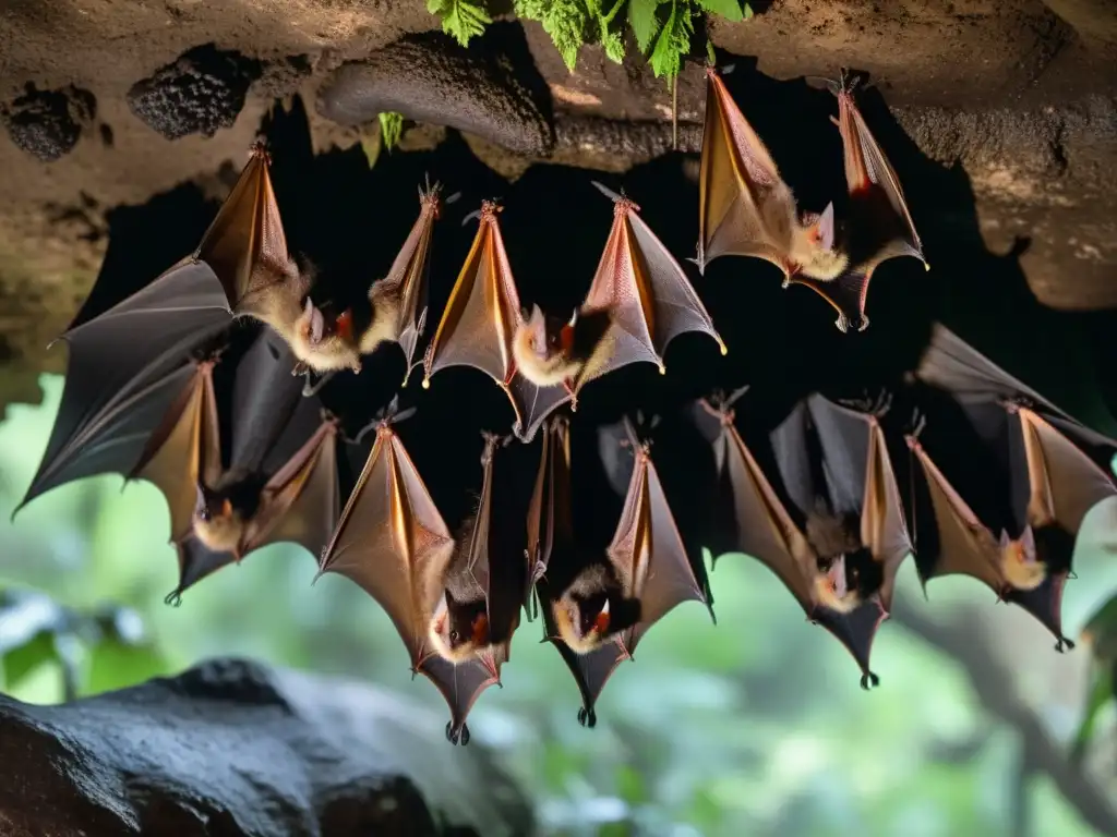 Colonia de murciélagos en selva: vida social y reproductiva de estos fascinantes habitantes de la jungla capturada en detalle