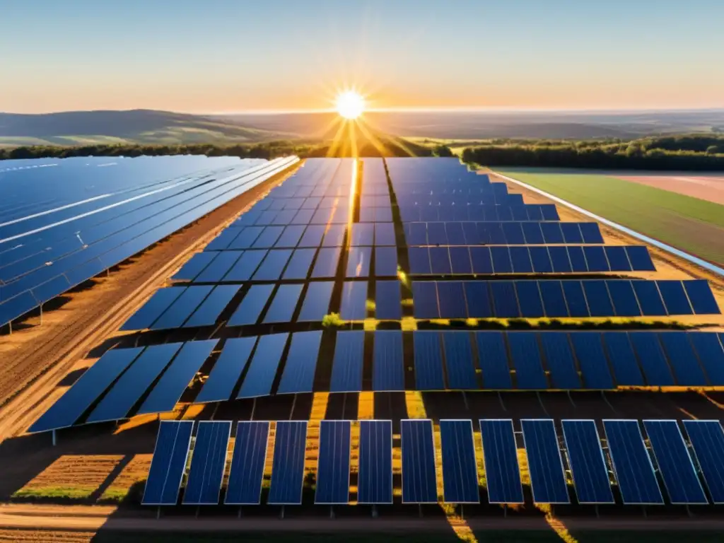 Una comunidad diversa se reúne alrededor de paneles solares en una granja solar, reflejando la luz del sol