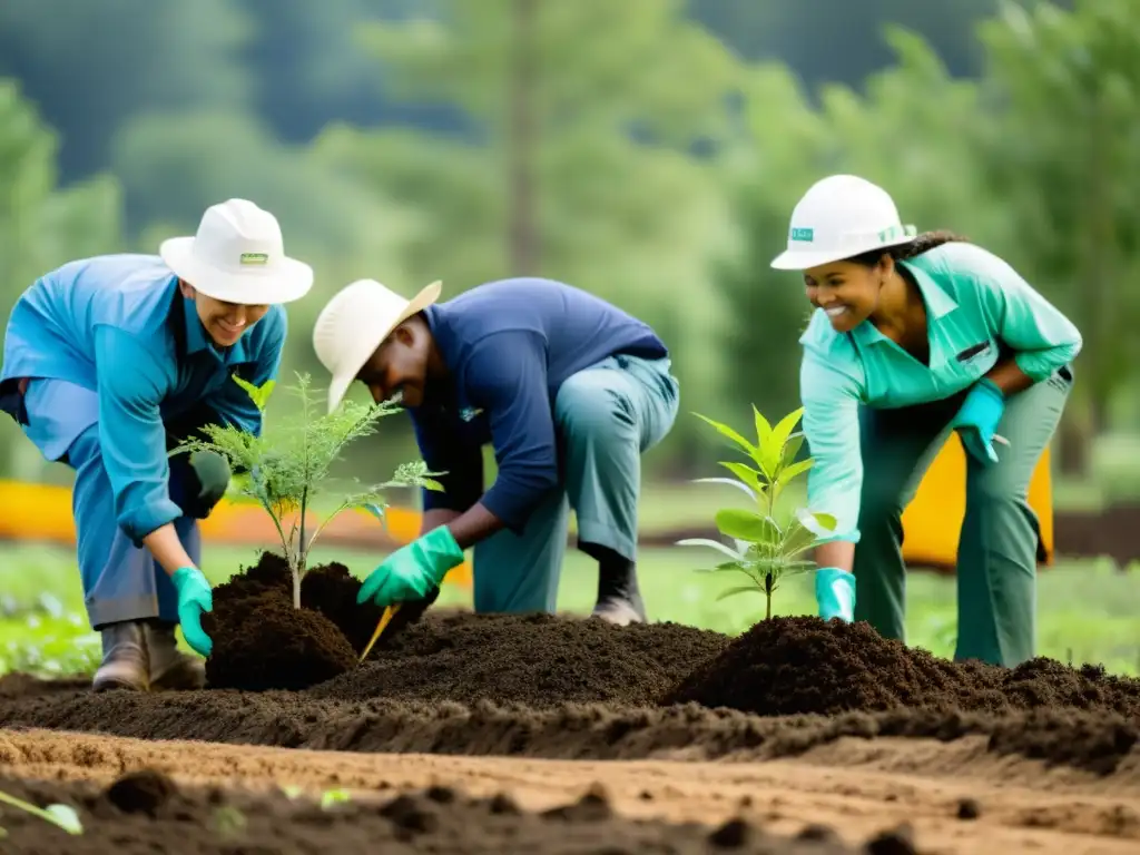 Comunidad restaurando ecosistema con árboles nativos