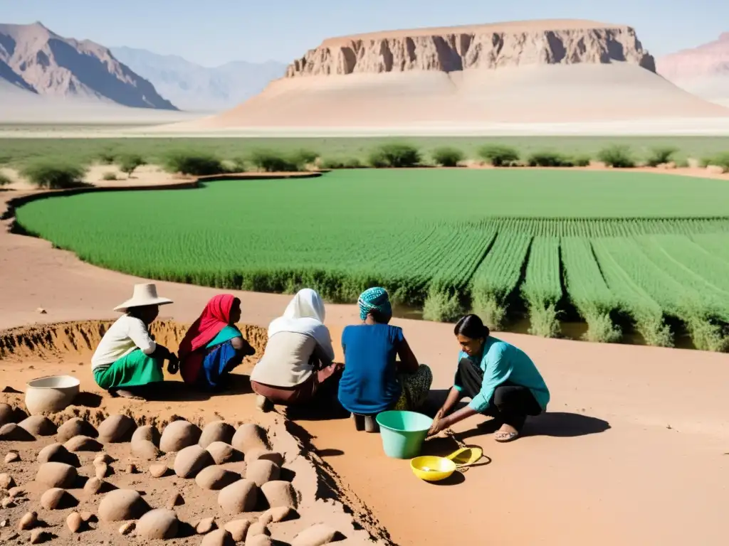 Comunidad indígena construyendo sistema de riego sostenible, estrategias adaptación cambio climático comunidades vulnerables