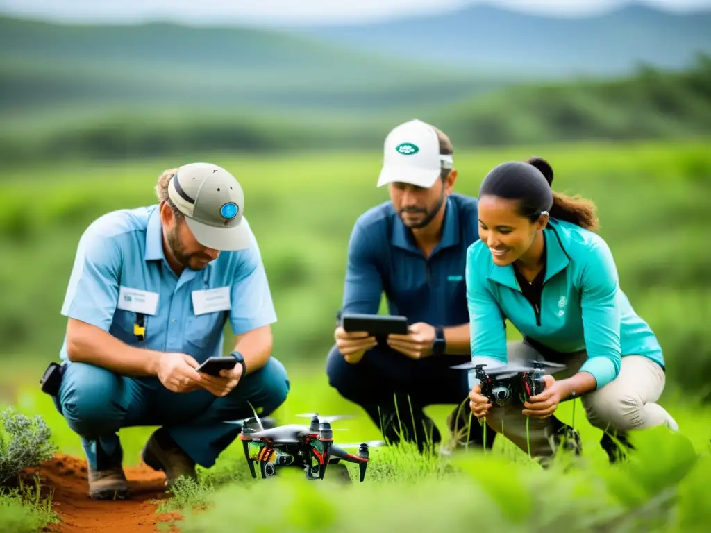 Conservacionistas utilizando herramientas tecnológicas para proteger ecosistemas