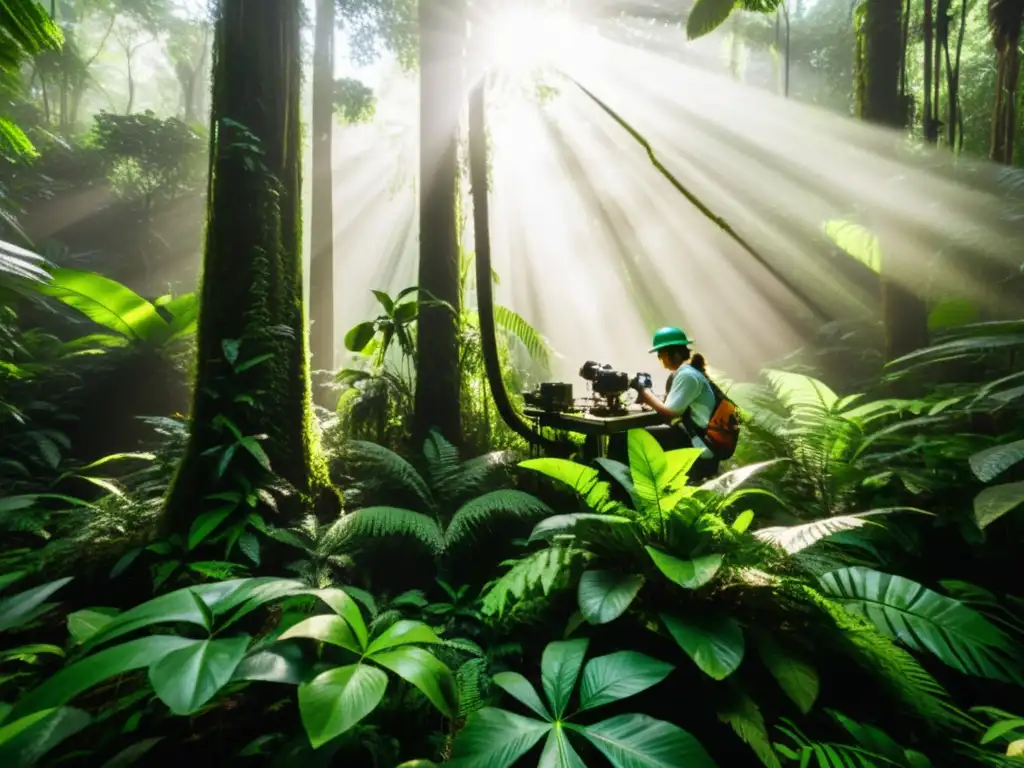 Un denso y exuberante bosque lluvioso con vida silvestre diversa