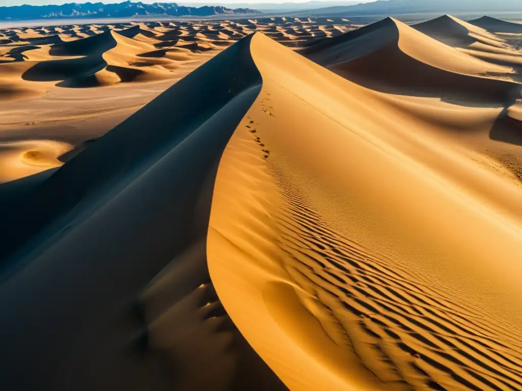 Desierto de dunas doradas bajo cielo azul