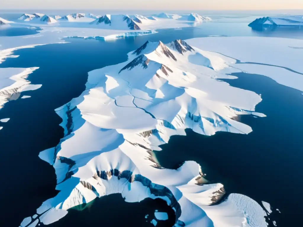 Deslumbrante paisaje del Ártico con tundra helada, montañas nevadas y cuerpos de agua congelados