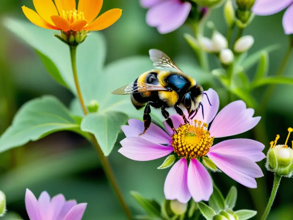 Detallada imagen de una vibrante flor silvestre en un jardín ecológico regional, rodeada de flora nativa