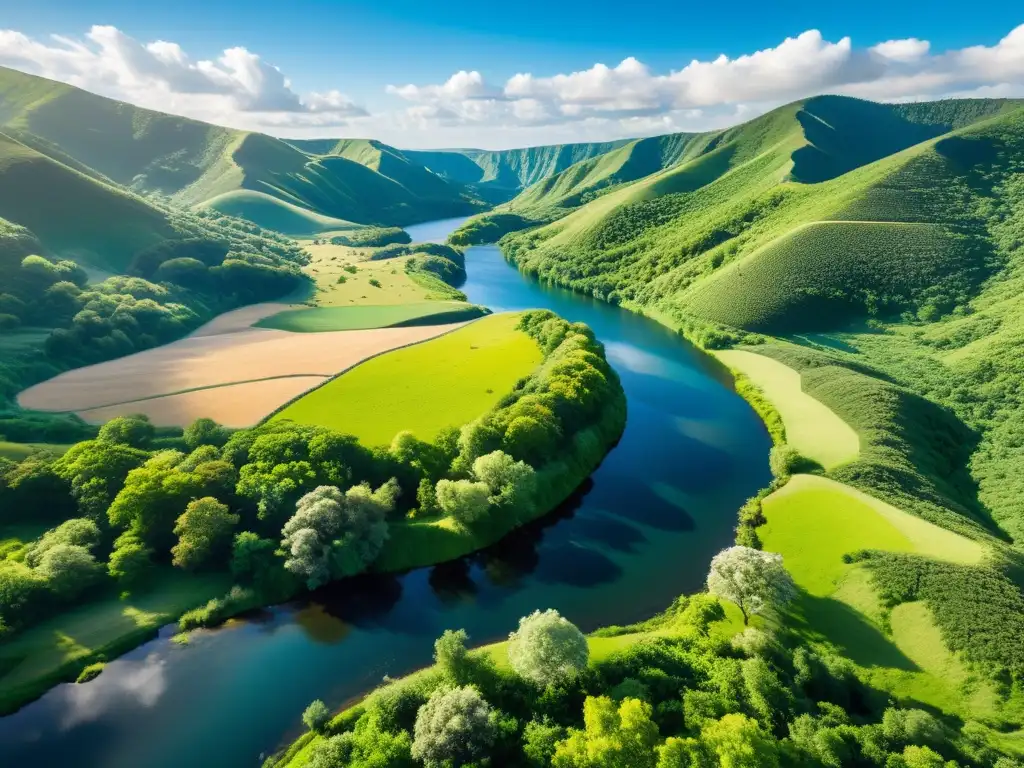 Una fotografía 8k detallada de un paisaje natural sereno y vibrante, comunicando la ciencia de paisajes naturales