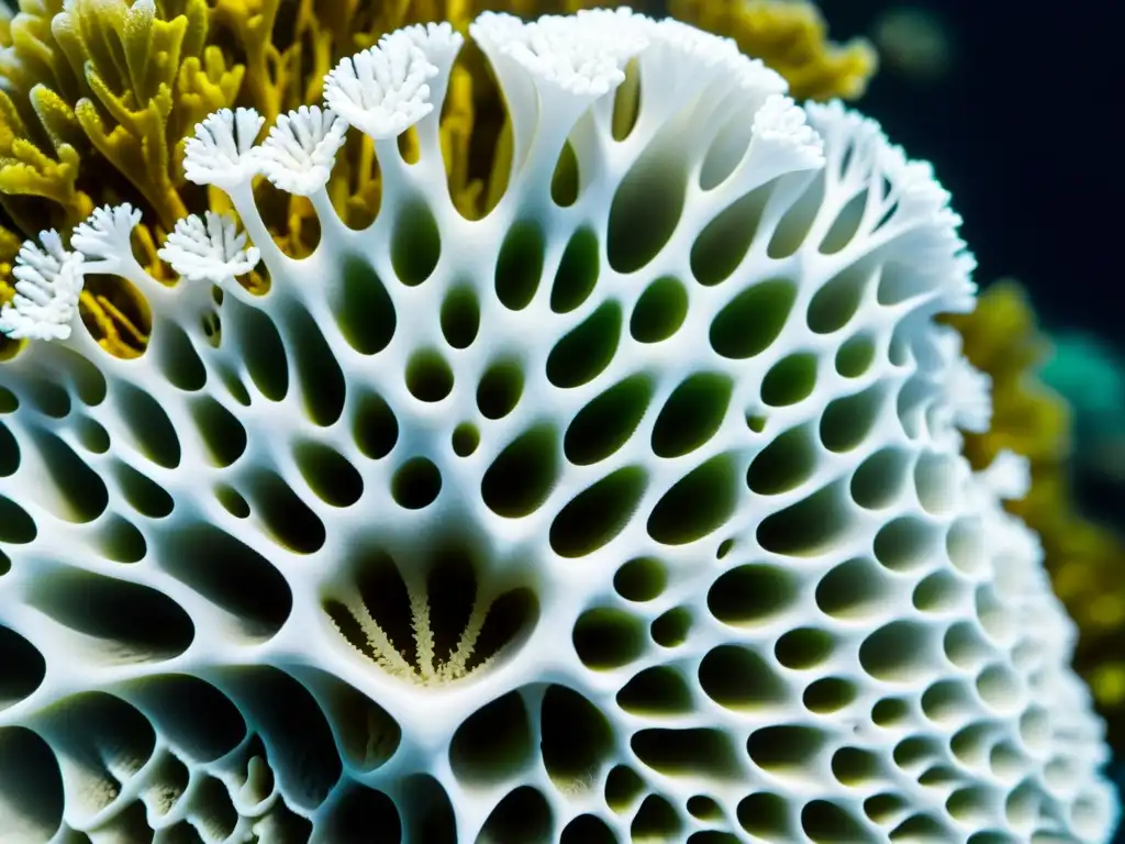 Detalle de coral blanqueado, mostrando la ausencia de vida vibrante