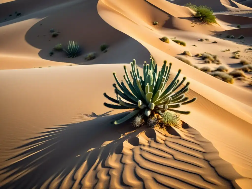 Detalle impresionante de fauna desértica en ecosistemas, con sombras dramáticas y colores vibrantes