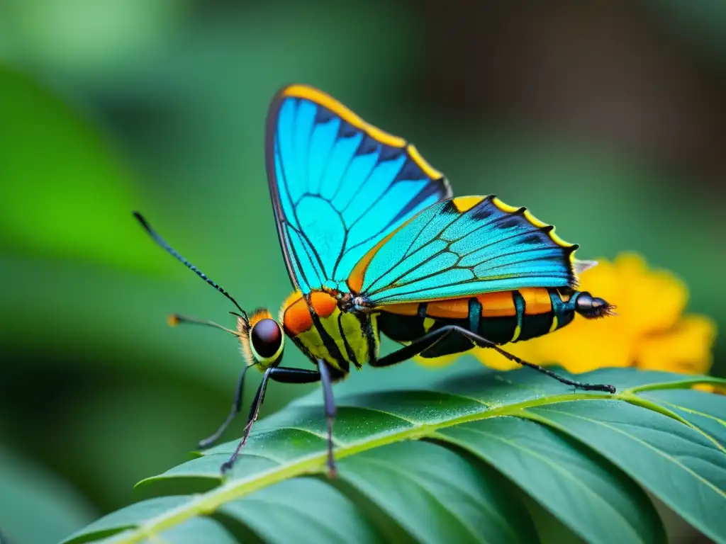 Detalle impresionante del hábitat vibrante de insectos en la exuberante sabana, destacando la complejidad y el impacto de los insectos en sabanas