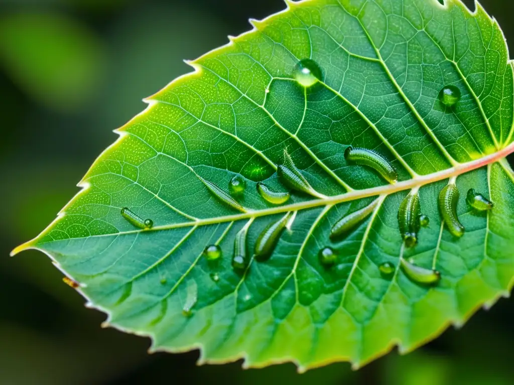 Detalles asombrosos del parasitismo en bosques templados: parásitos translúcidos en hoja verde