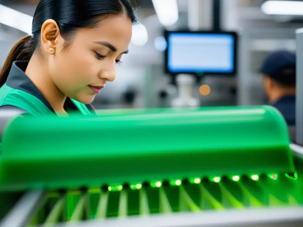 Detalles vibrantes de la fabricación de bioplásticos para un hogar sostenible, resaltando innovación y conciencia ambiental en el mercado