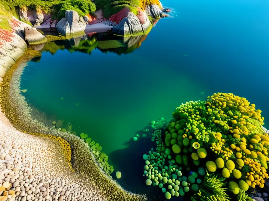 Detalles vibrantes de la biodiversidad en el Mar Báltico: anémonas, estrellas de mar y peces en una piscina de marea en Bornholm