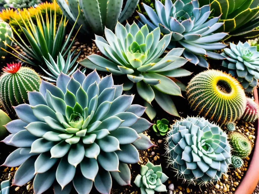 Jardín de xerojardinería con diversidad de plantas de bajo consumo agua