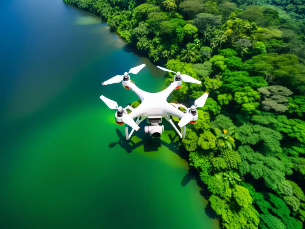 Dron sobre exuberante bosque tropical, capturando su belleza y complejidad