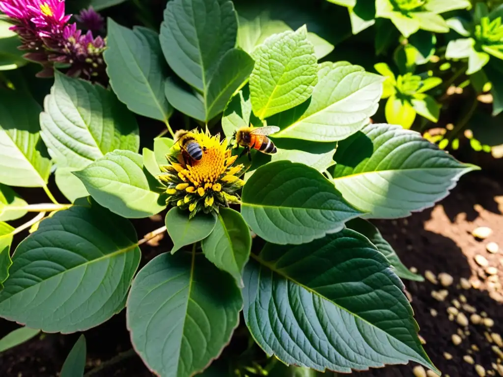 Un jardín ecológico rebosante de vida, donde las plantas muestran su adaptación al clima