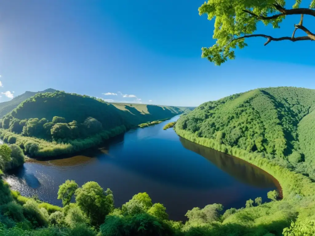Un ecosistema diverso con científicos realizando investigación, vida silvestre y un cielo azul