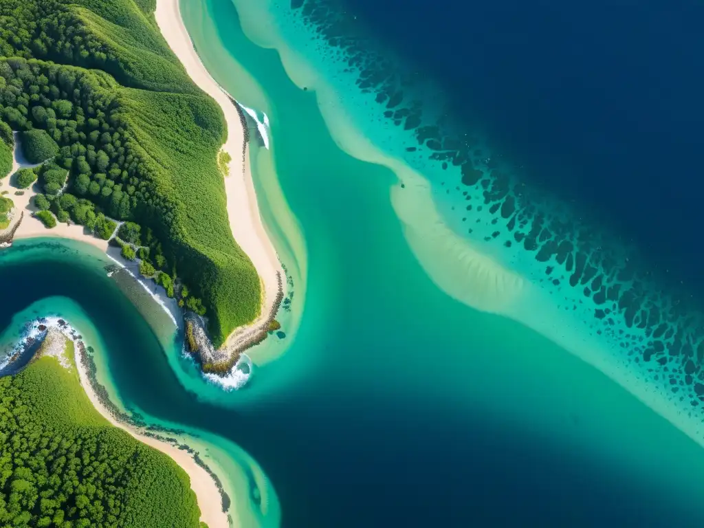 Formación de ecosistemas costeros influenciada por las mareas, con paisajes vibrantes y detalles intrincados